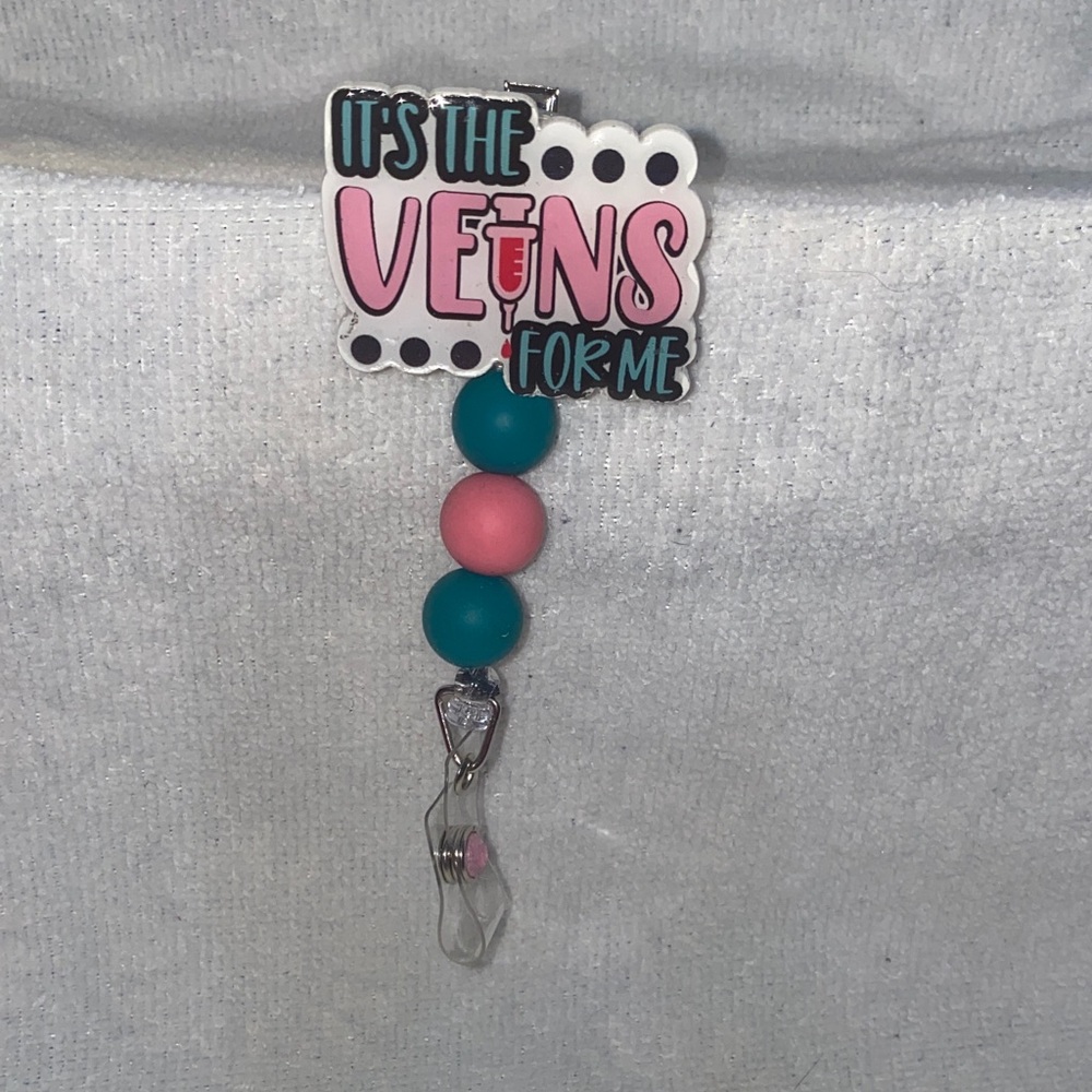 Teal and Pink Badge Reel-phlebotomy